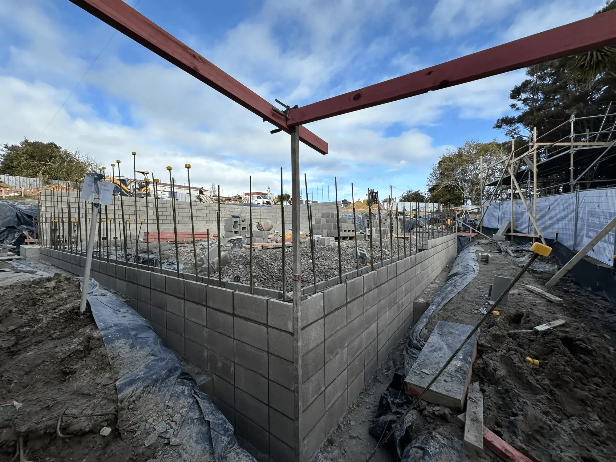 Foundation setting on site